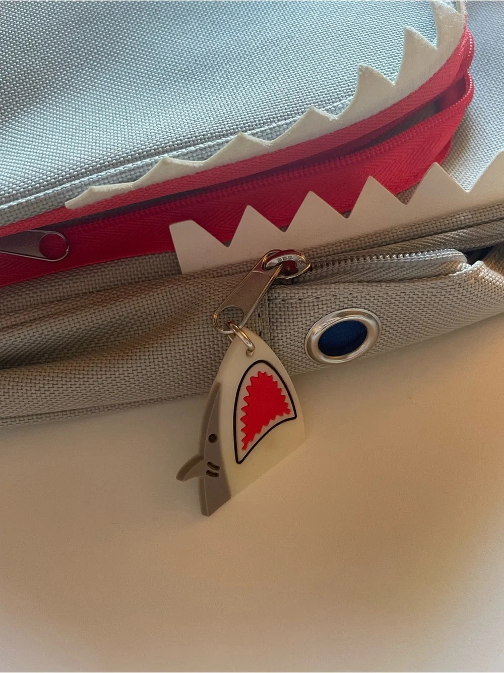 Pep Rally Shark Pouch Grey School Supplies Pencil Pen Carrying Case - LIKE NEW